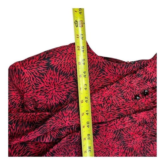 Silk Studio Women's Patterned Long Sleeve Vintage Peplum Dress Red Black Sz 12 - Picture 7 of 9